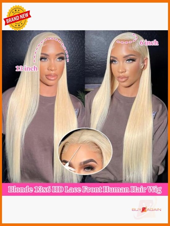 13x6 Lace Front Wig 180 Density Straight Human Hair 30 Inch Honey Blonde main image 4